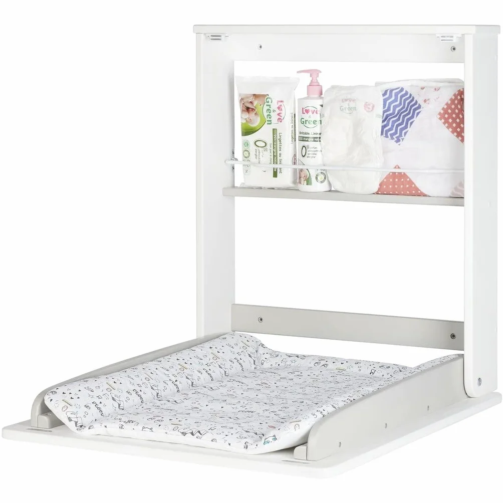 Badabulle Table à Langer Pliable Plouf - Murale Rabattable Ultra Compacte avec Matelas et Étagère