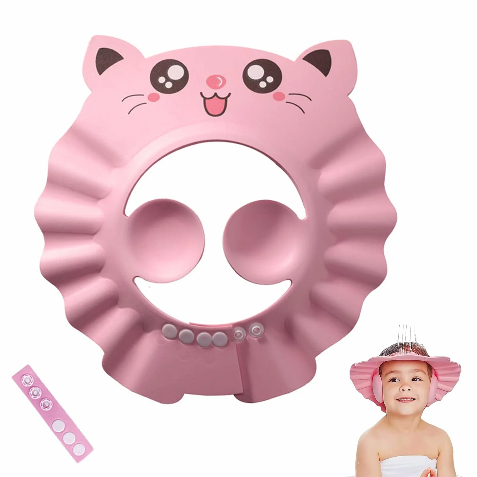 Casquette de bain bébé réglable visière protection yeux visage shampooing