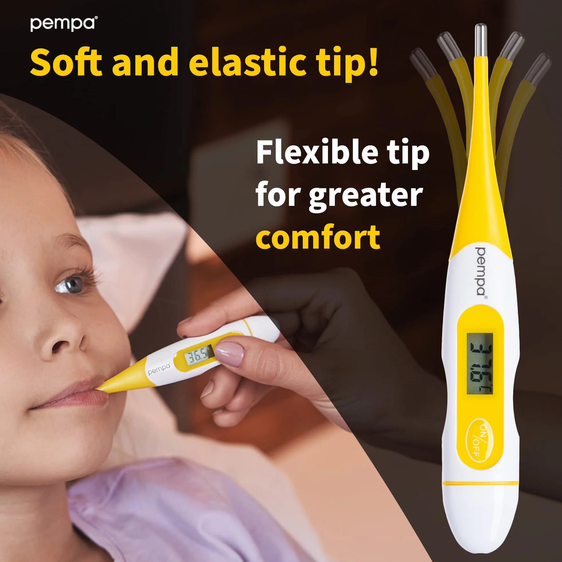 Thermomètre Électronique Basal Clinique Oral Rectal Axillaire Flexible pour Bébé Enfant Adulte