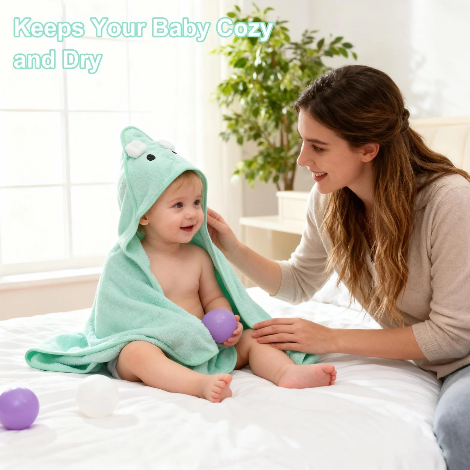 Lot de 3 serviettes à capuche pour bébé 80 x 80 cm serviette de bain
