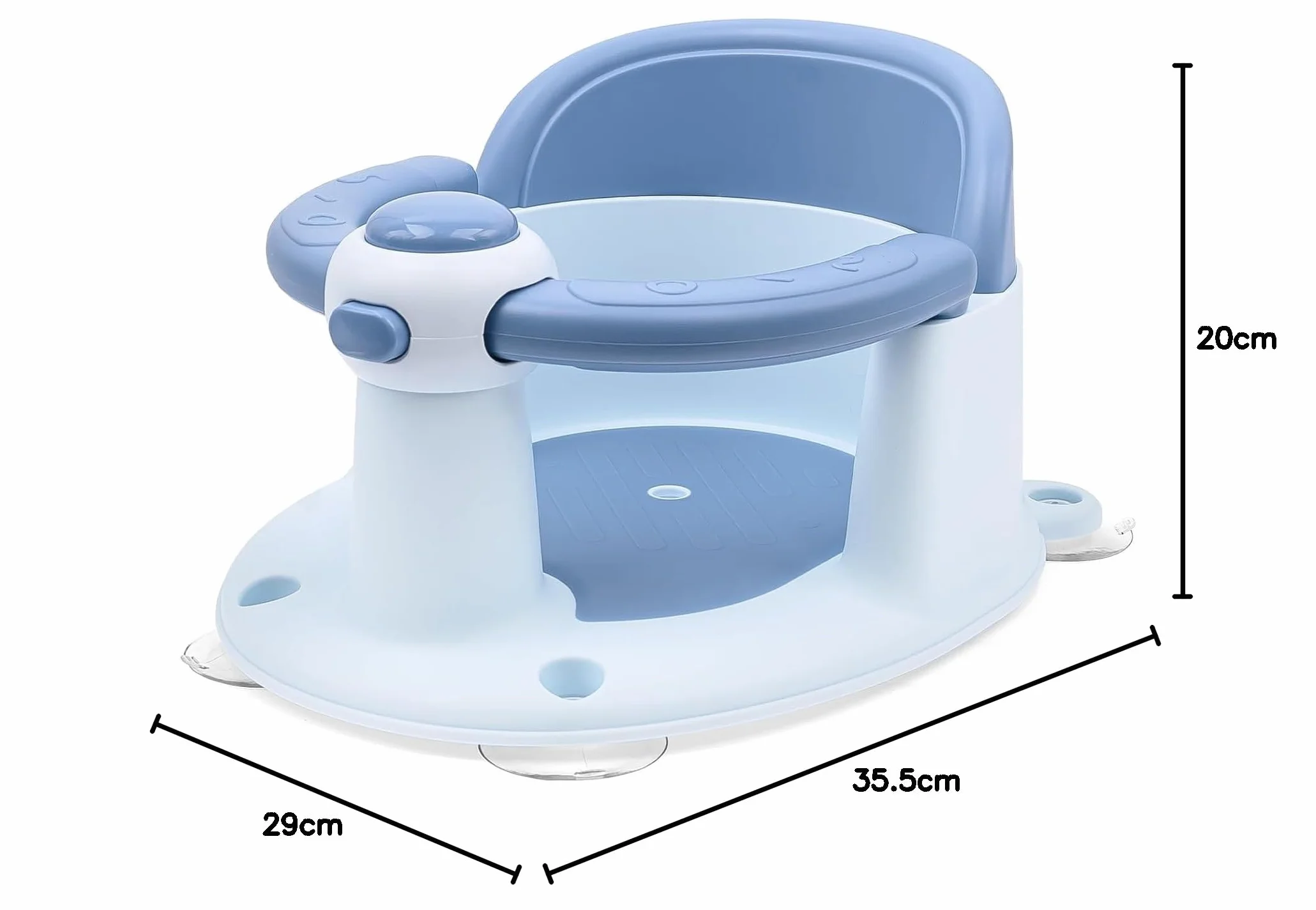 Siège de Bain pour Bébé 6-36 Mois avec Coussin Antidérapant et 4 Ventouses (Bleu)