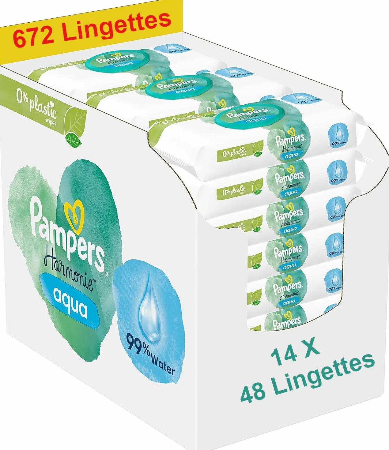 Pampers Lingettes Bébé Aqua Harmonie 0% 672 lingettes 14 paquets