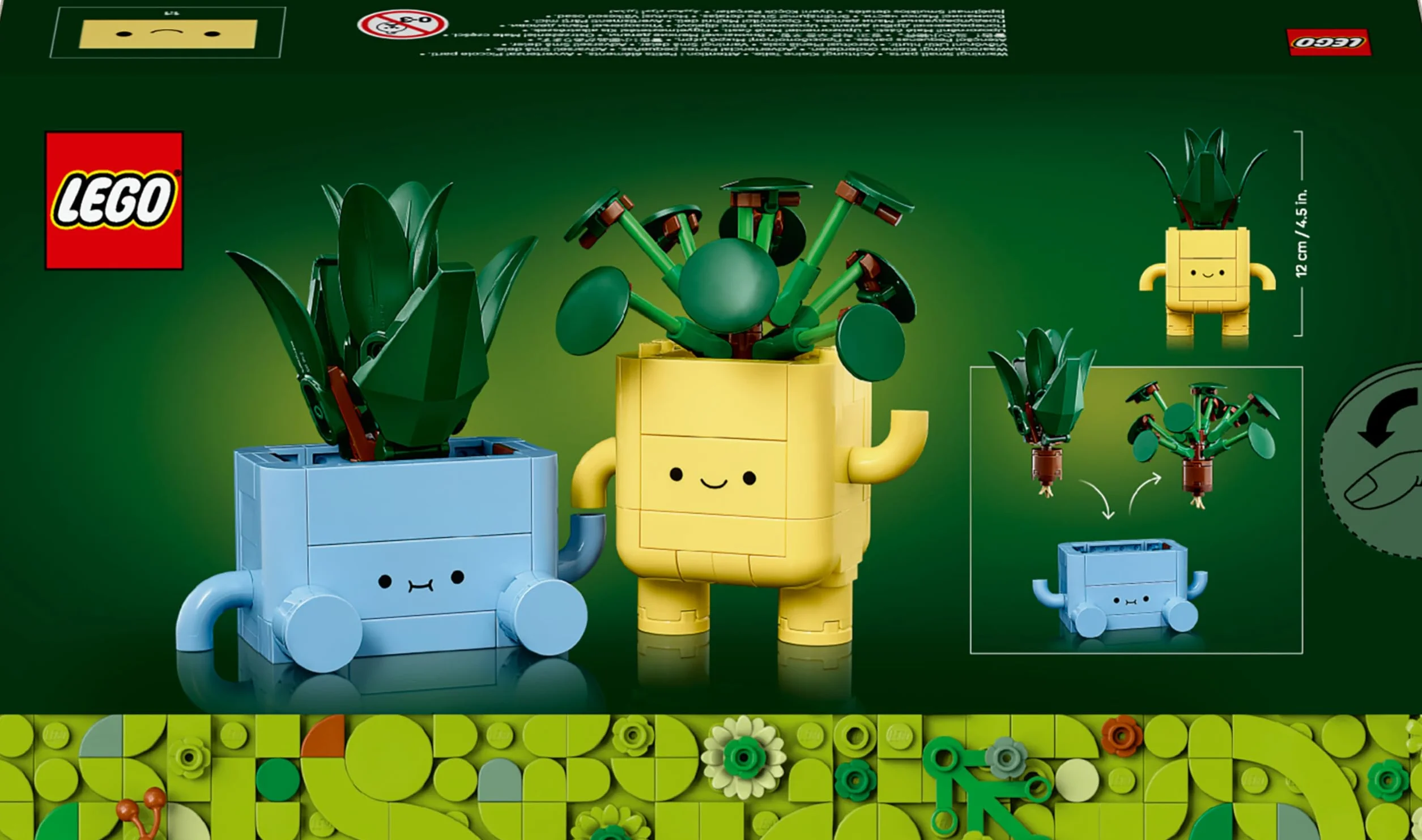 LEGO Botanicals Petites Plantes Souriantes 10349 - Jouet Loisirs Créatifs - 2 Plantes Artificielles avec Pots Fleurs Colorés & Visages Interchangeables - Cadeau Nature pour Fille dès 9 Ans