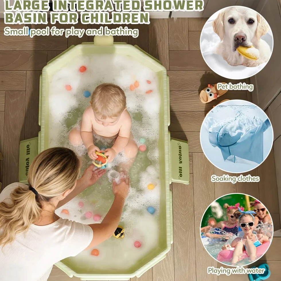 NAVESO Baignoire Pliable Bébé 75x45x25 cm Portable 0-5 Ans XXL avec Bouchon Vidange