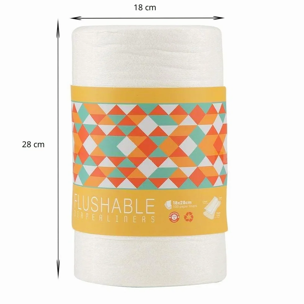 Doublures de Couches 100 Feuilles Non Parfumées en Bambou Naturel Bio-dégradables pour Bébé