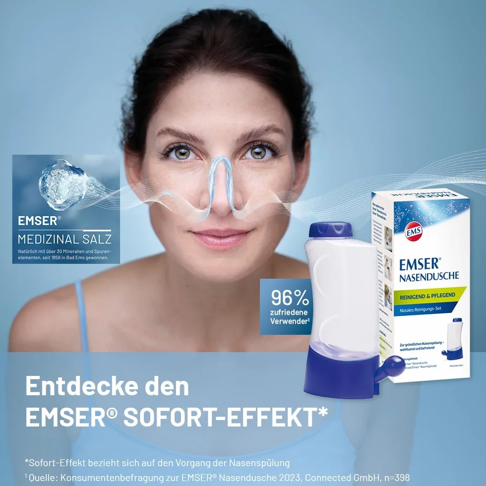 EMSER Nasendusche nasales Reinigungs-Set mit Spülsalz-Beuteln, 1 Stück