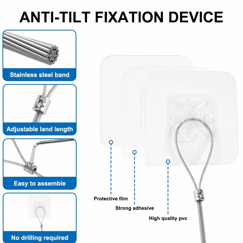 Sangles Anti-Basculement pour TV et Meubles, Sécurité Réglable sans perçage, Fixation Murale