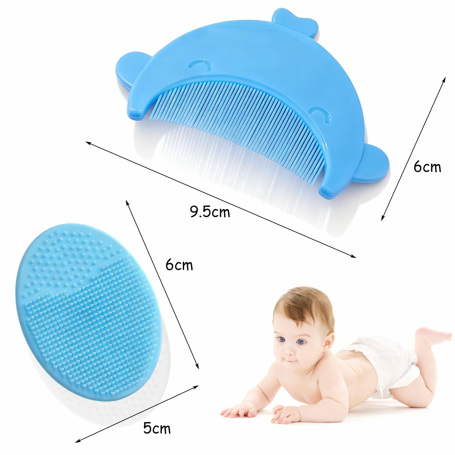 Peigne pour Croûtes de lait Bébé Brosse de Bain Arc de Forme Brosse à Cheveux Baleine bleue
