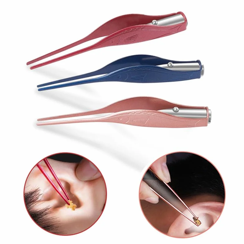 Pince à épiler LED avec lampe de poche étanche, nettoyage doux des oreilles, Rose Gold