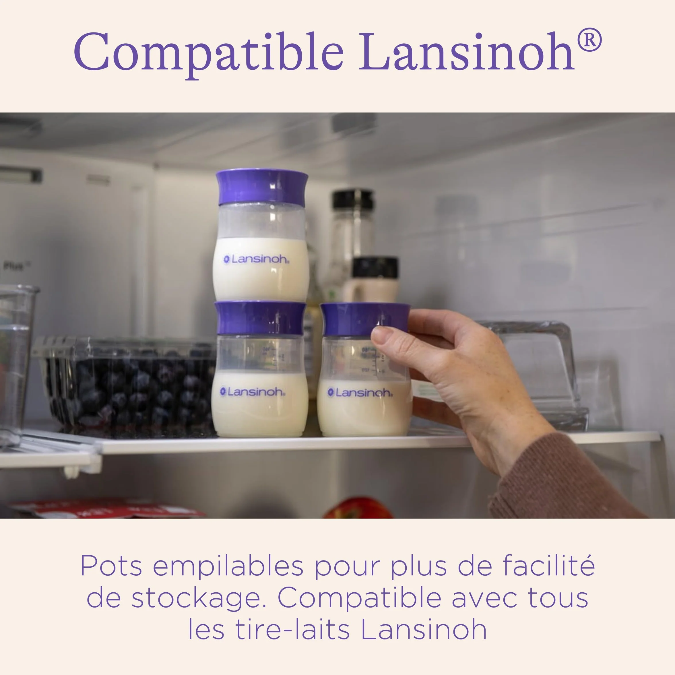 Lansinoh 4x160 Ml Pots de conservation du lait maternel