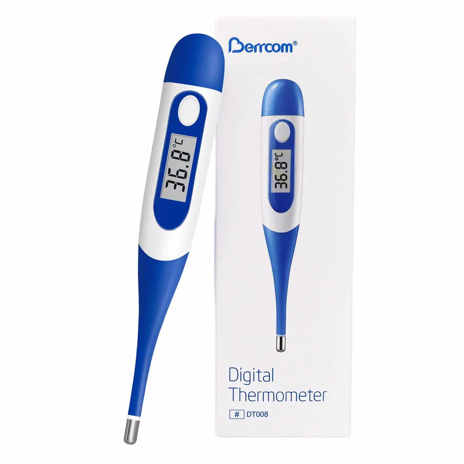 Berrcom Thermomètre Flexible Médical Buccal Avant-Bras étanche avec Alarme de Fièvre