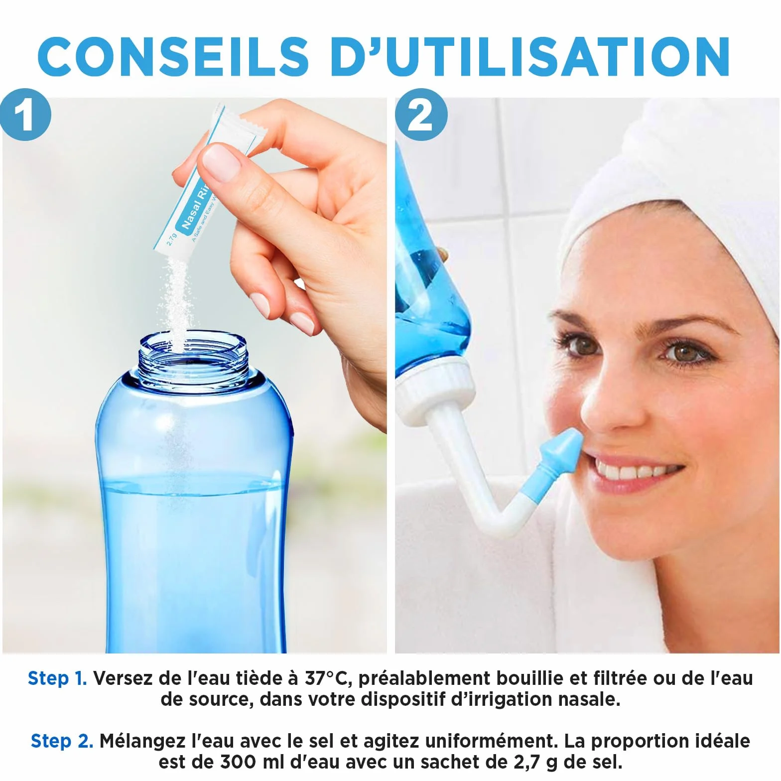 AVIDA ZEN Sel Nasal Lavage Nez Adultes 2,7g Rinçage Nasal Lot 60 Sachets