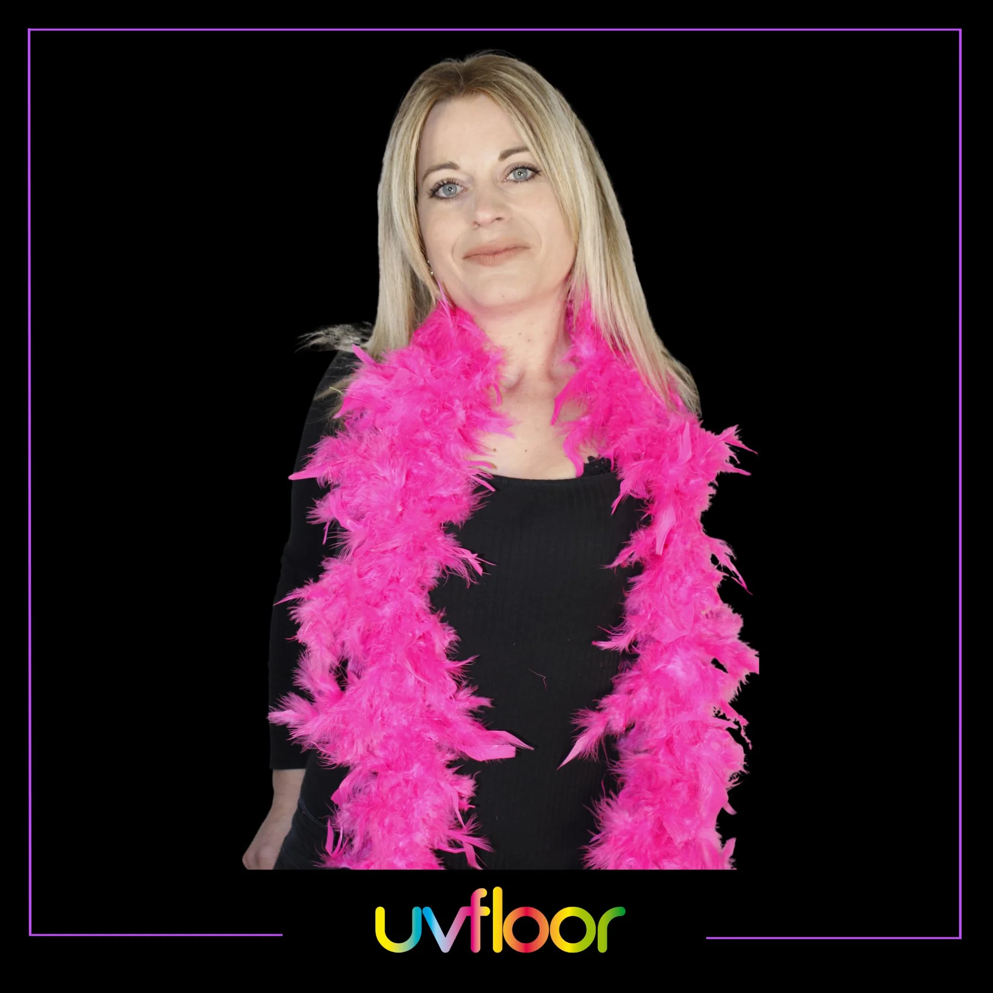 Boa En Plumes Fluo 1m80 Rose Fluo Accessoire Fluorescent Fête Déguisement