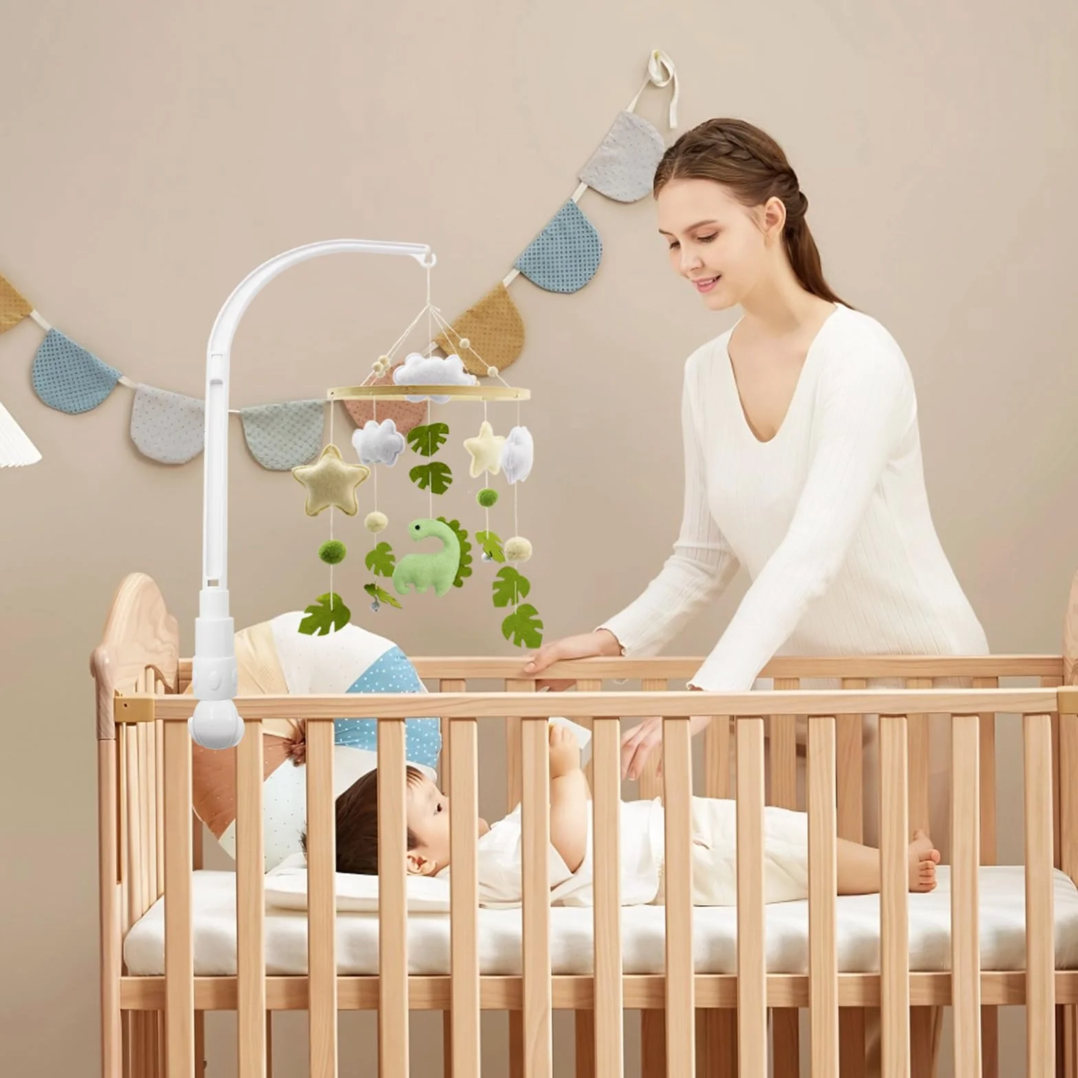 Support mobile pour lit d'enfant 58 cm amovible réglable Blanc