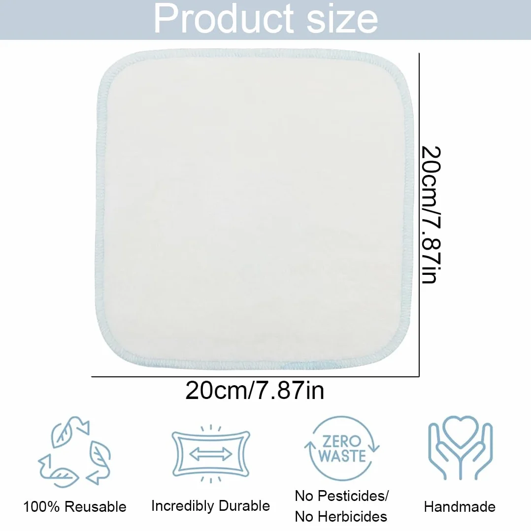 Débarbouillettes réutilisables bébé coton biologique 20x20 cm 15 pièces