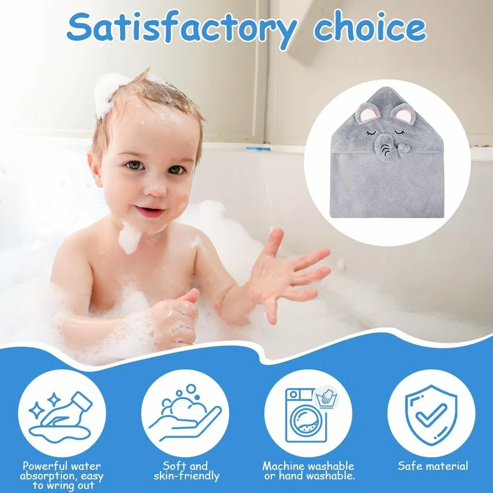 Serviette de Bain Capuche Douces Absorption Forte 3 Pièces Cape de Bain Piscine