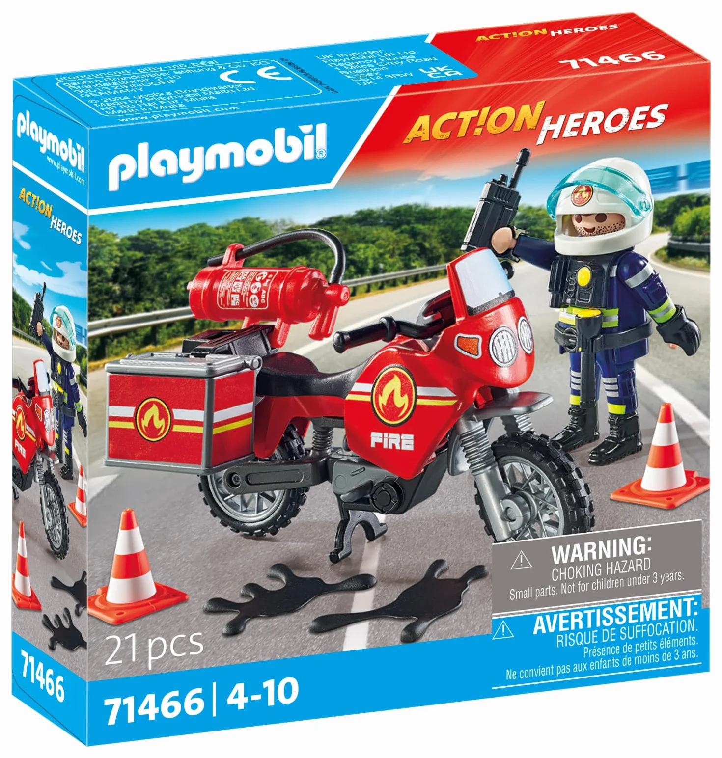 Playmobil 71466 Pompier et Moto - Action Heroes - Ville & Métiers - Dès 4 Ans