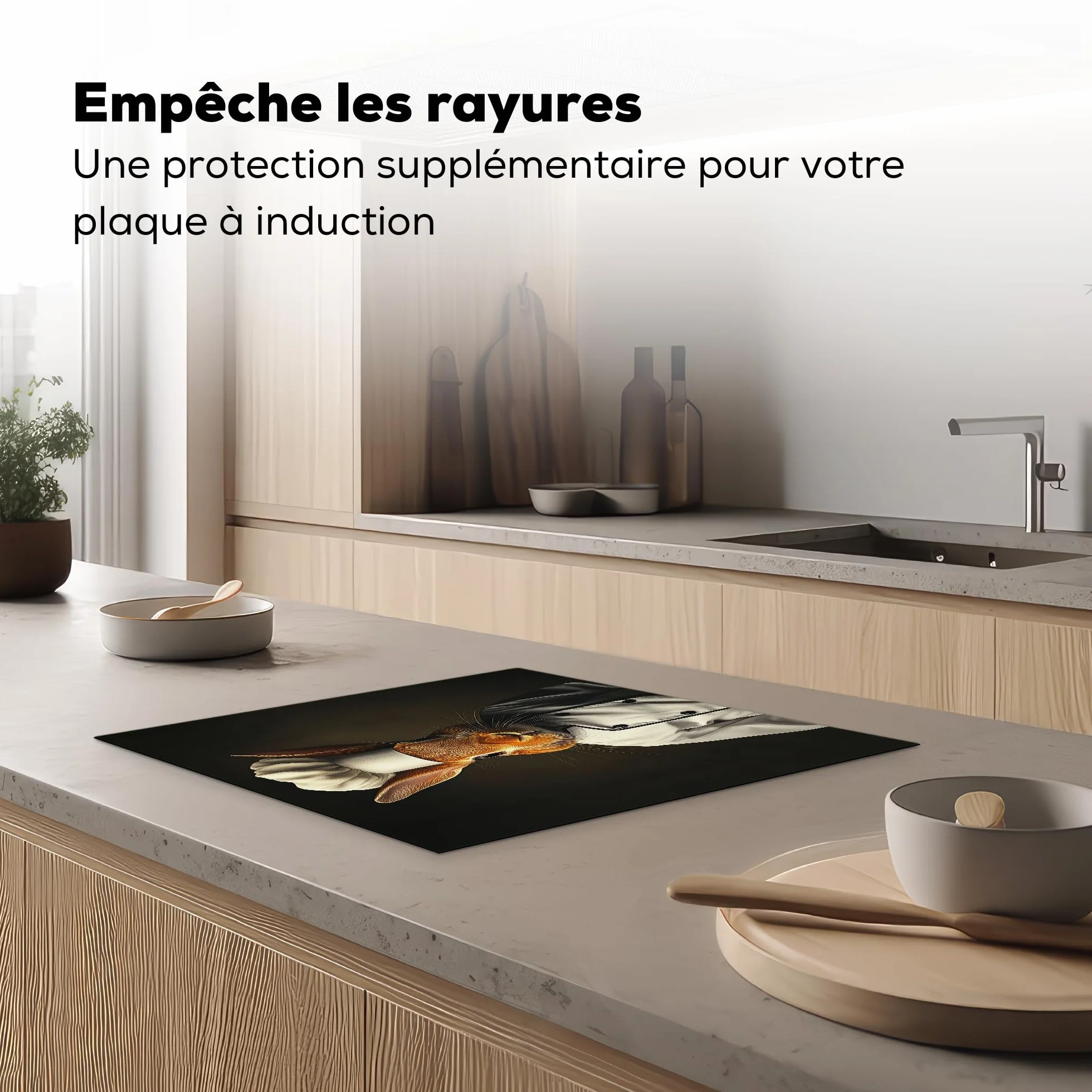 Protection Plaque Induction 60x52 cm KitchenYeah Cache Protège De Cuisson Lapin Cuisinier