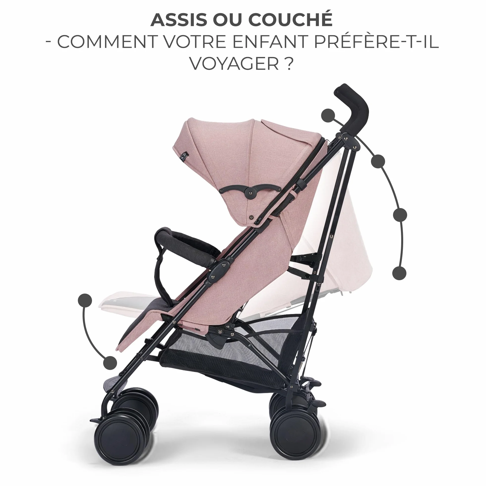 Kinderkraft Poussette Canne SIESTA, Pliable/Compacte, jusqu'à 22 kg, Rose