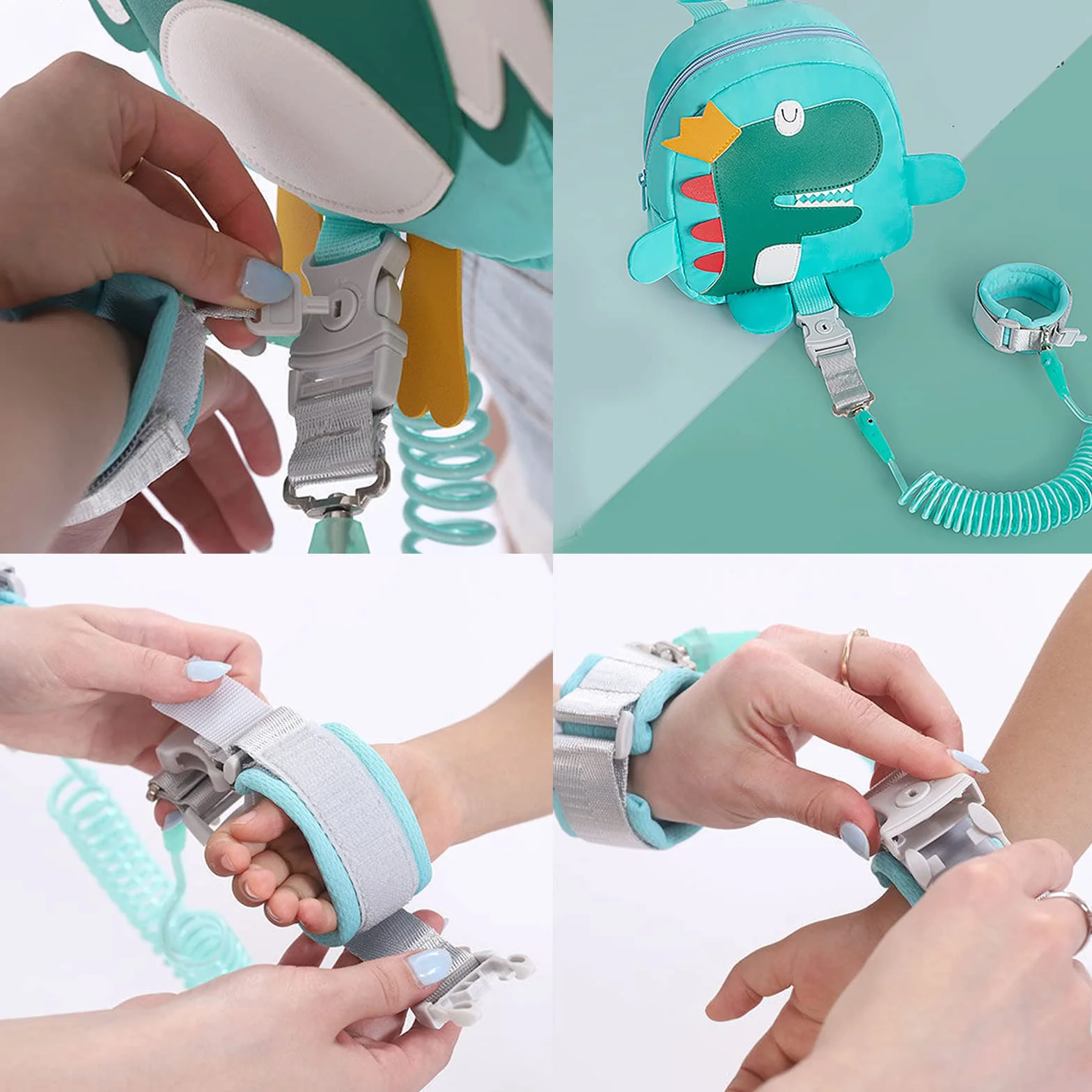 Harnais de Sécurité Enfant Sac à Dos Laisse 2.5M Anti Perdu Poignet Rotation 360° Vert pour 1-3 Ans