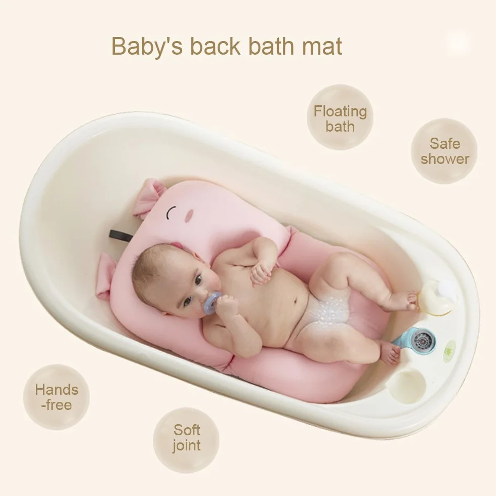 Tapis de bain bébé nouveau-né pliable coussin siège de baignoire rose