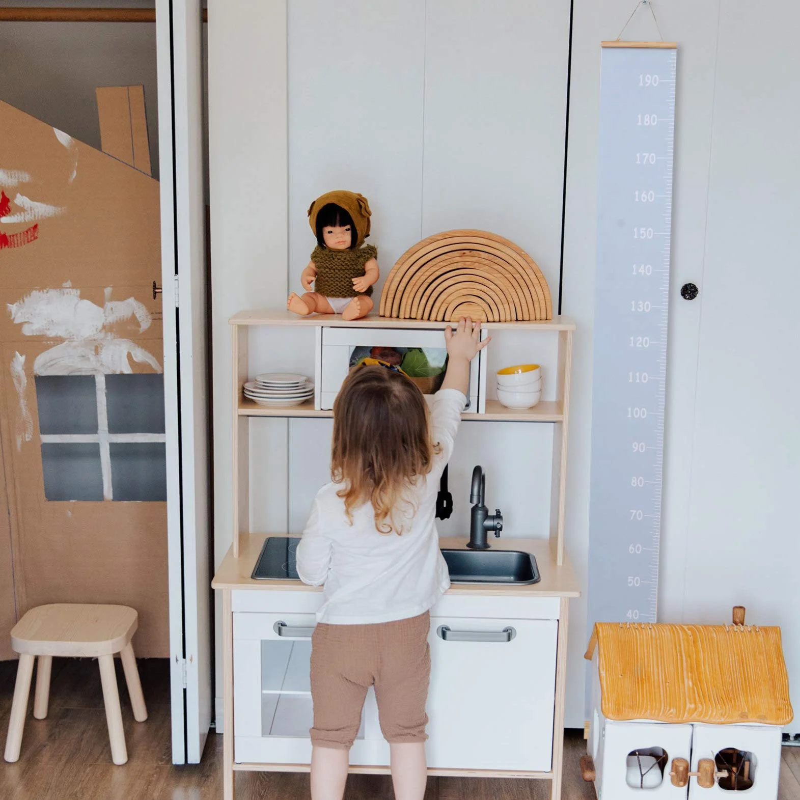 Alipis Toise Murale Enfant Bois 78.74In Règle De Hauteur Suspendue Décorative Mesure Croissance