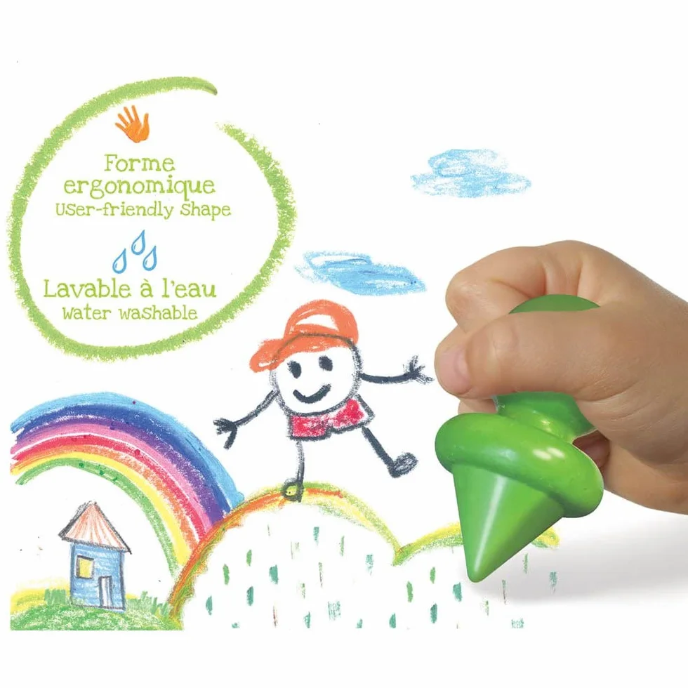 Créa Lign' 1ers Crayons de Cire Ergonomiques 6 Couleurs Dès 12 Mois