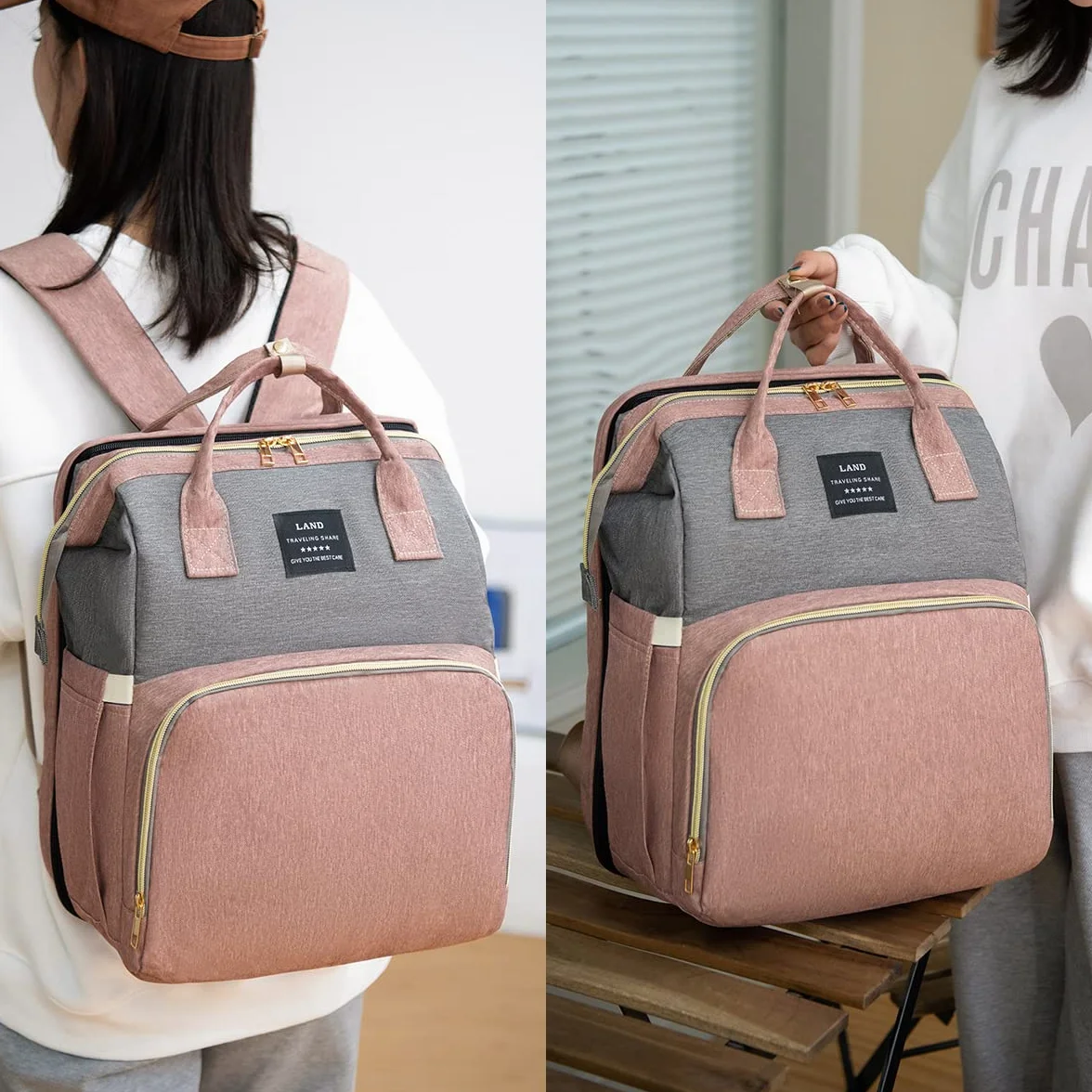 Sac à Langer Bébé Grand Sac à Dos avec Matelas, Moustiquaire et Port USB