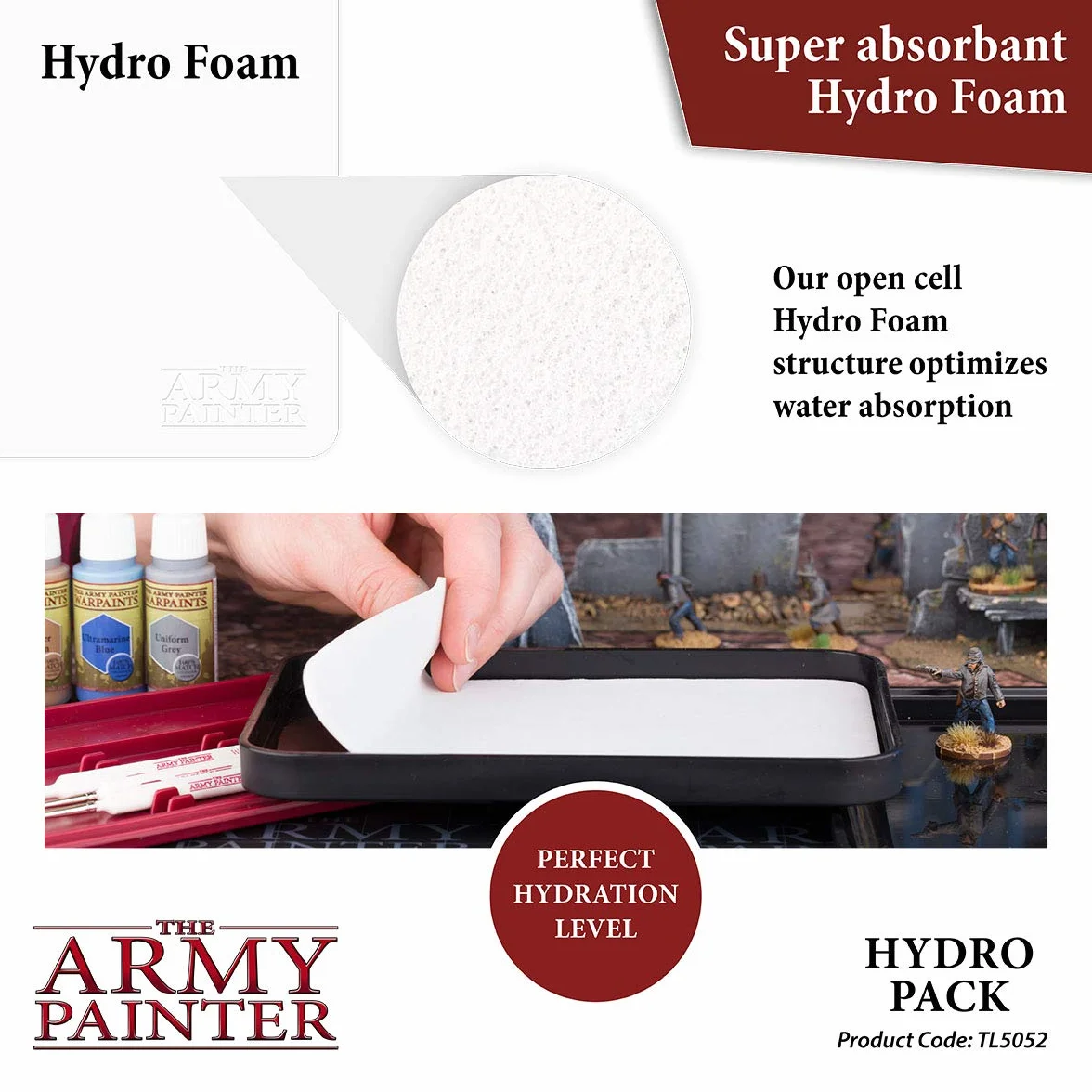 The Army Painter Hydro Pack Wet Palette Recharge 50 Lingettes 2 Éponges Peinture Figurines