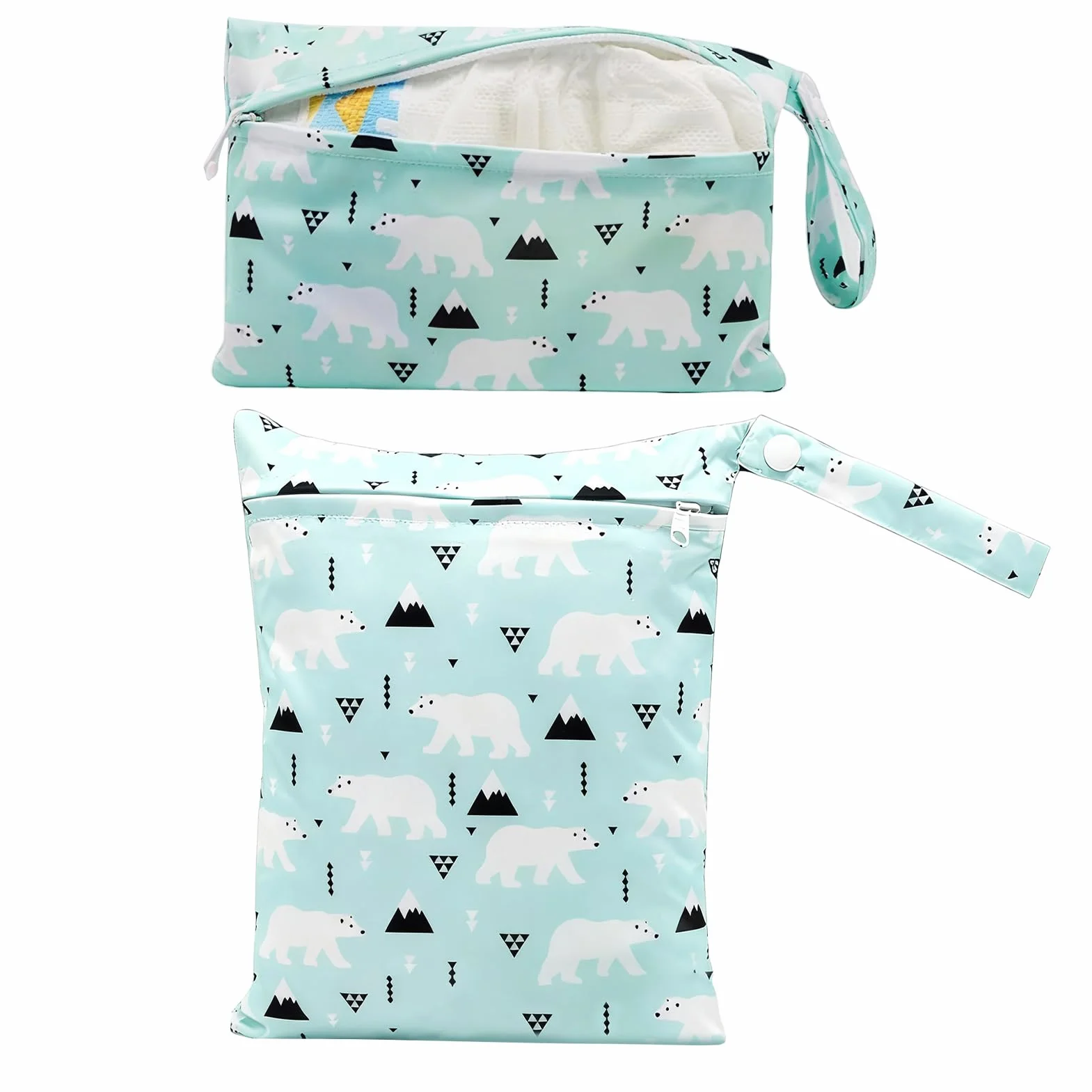 Sac à Langer Réutilisable à Fermeture Éclair en Tissu Humide et Sec pour Maillots de Bain, Lingettes, Vêtements