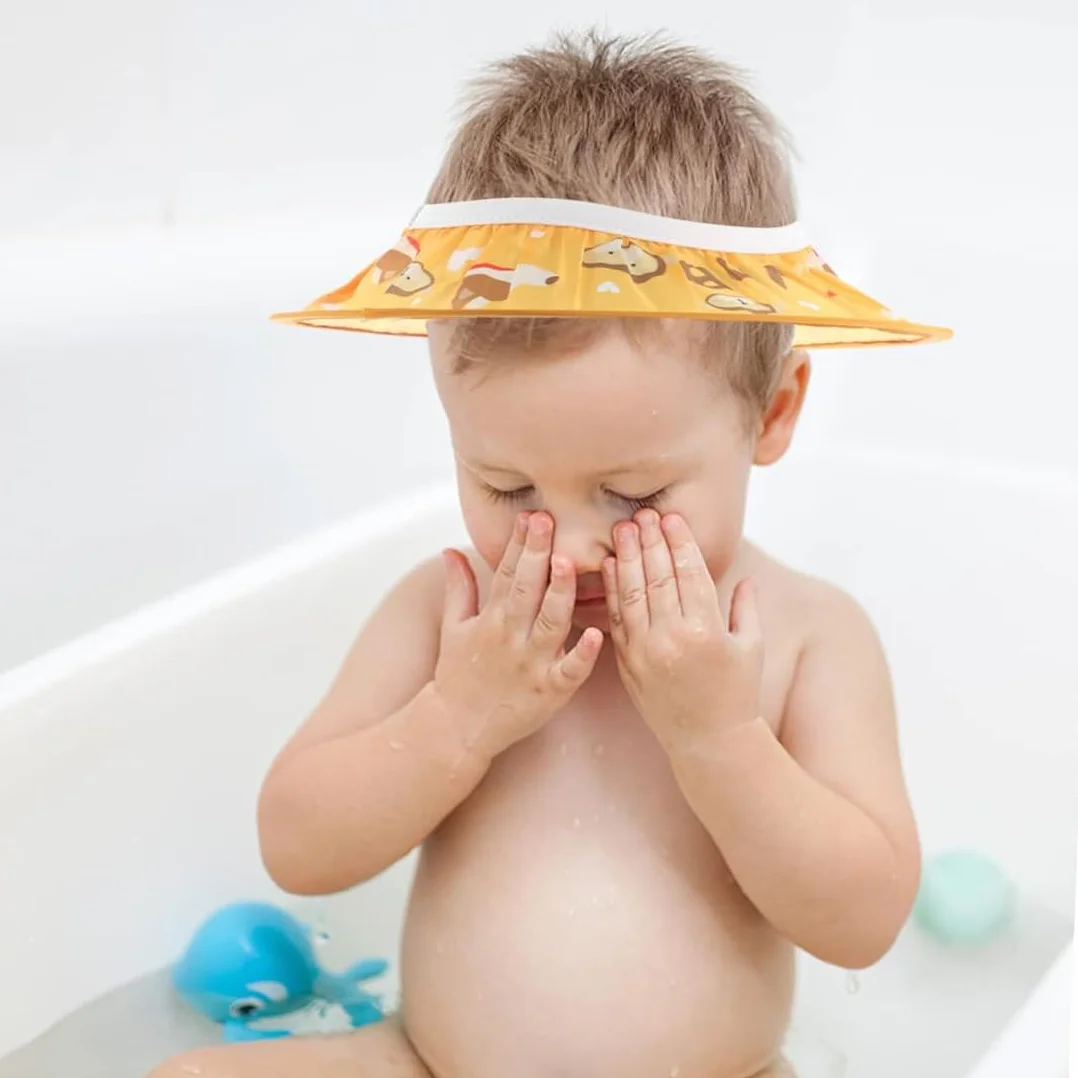 Chapeau Douche Réglable Imperméable Enfants Visière Bain Protection Oreille Diamètre Intérieur 10 cm Extérieur 30 cm