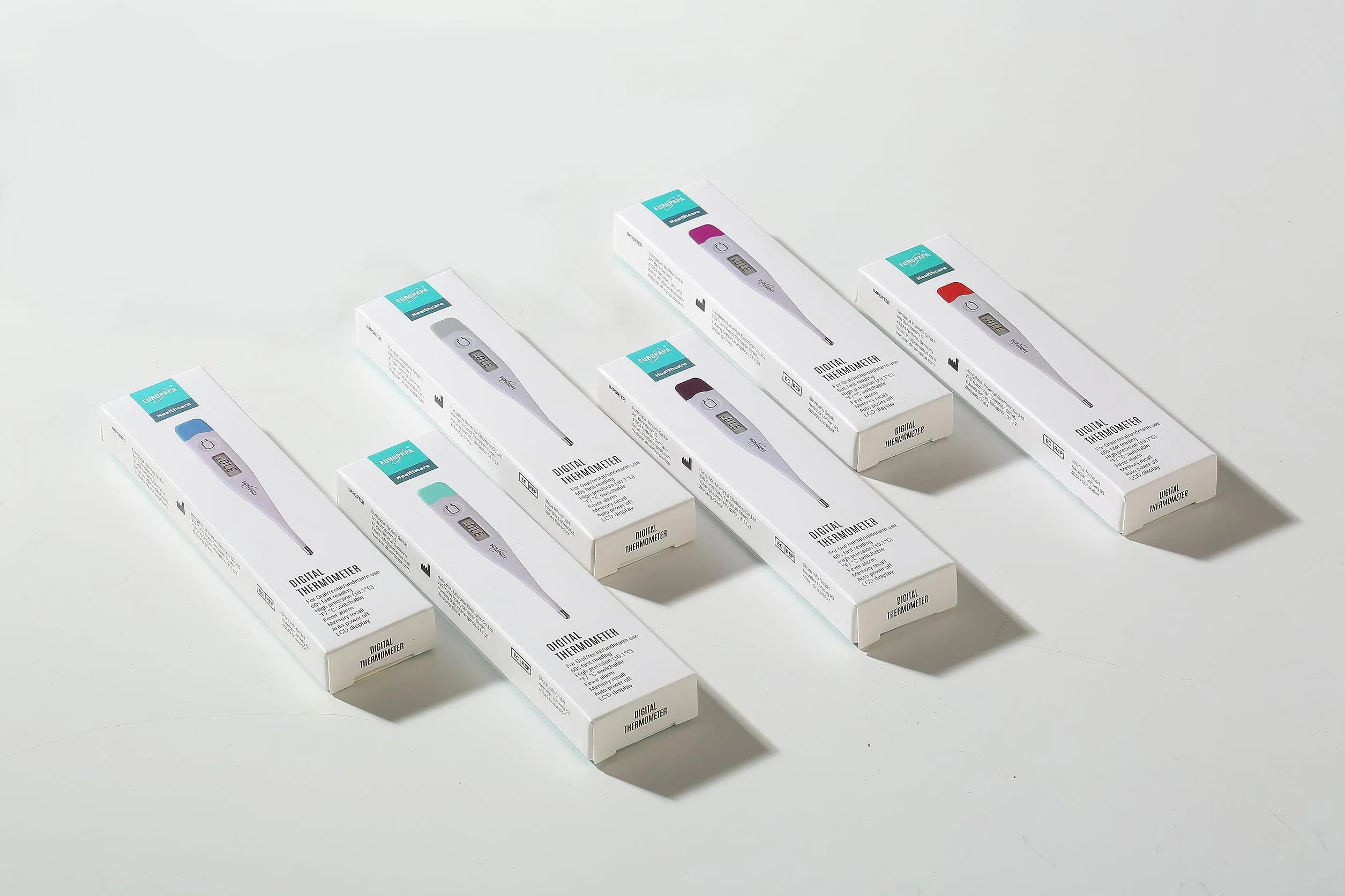 EUROPAPA Thermomètre numérique bébé enfant adulte oral axillaire rectal étanche alarme fièvre Violet