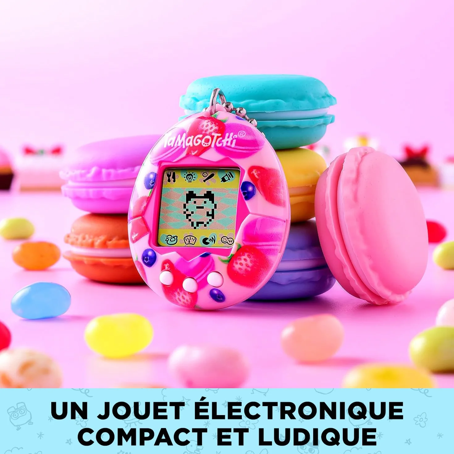 Tamagotchi Original Berry Delicious Animal interactif écran LCD Français 3 Boutons Mini-Jeux Jouet Enfant 8 Ans+