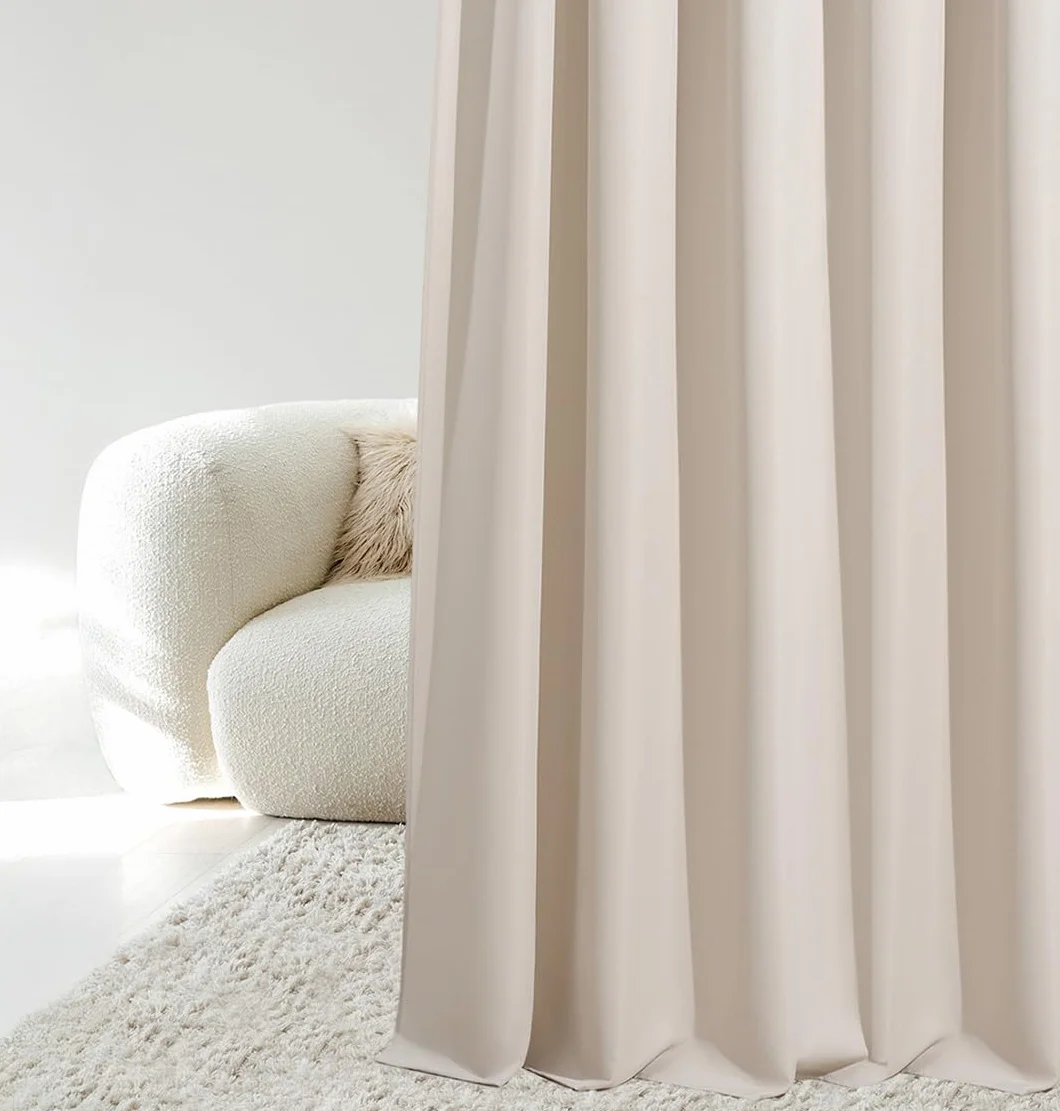 Rideau avec œillets Aura 140 x 280 cm Beige Clair pour Salon Chambre Moderne