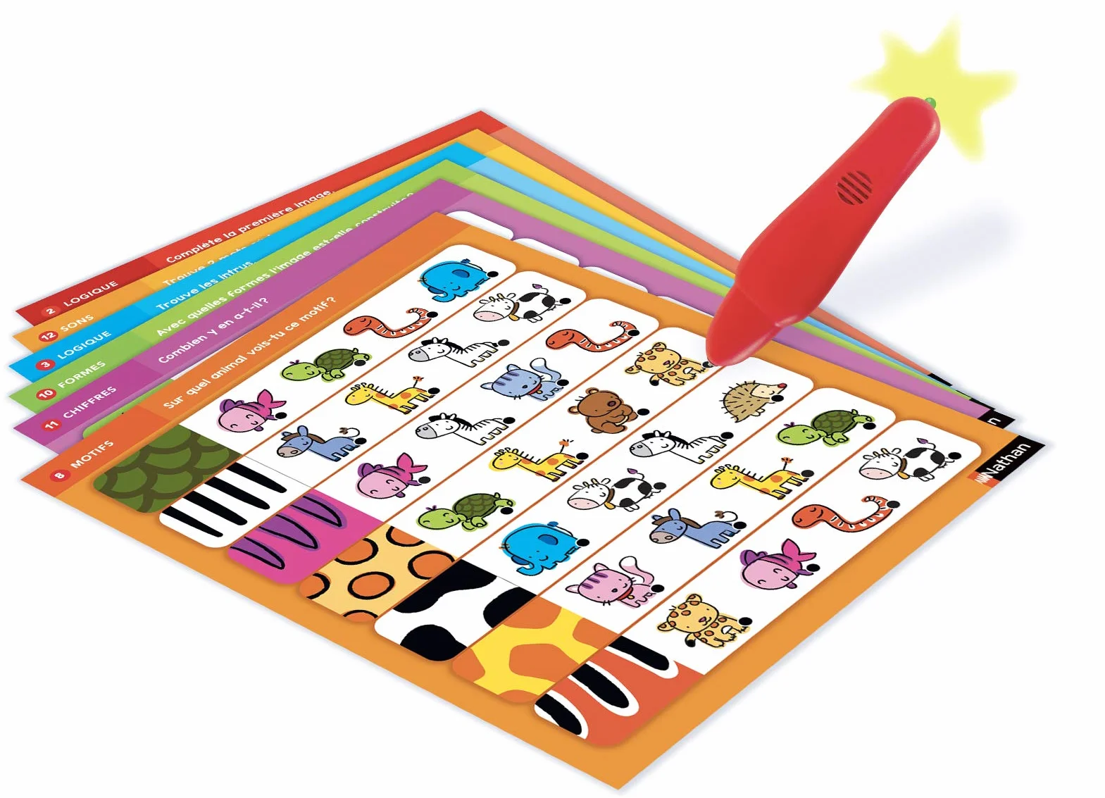 Nathan Electro Premiers Jeux Reconnaitre les Formes et les Couleurs Jeu Educatif Electronique 1 Stylo Sonore et Lumineux Inclus Enfants 3-5 ans