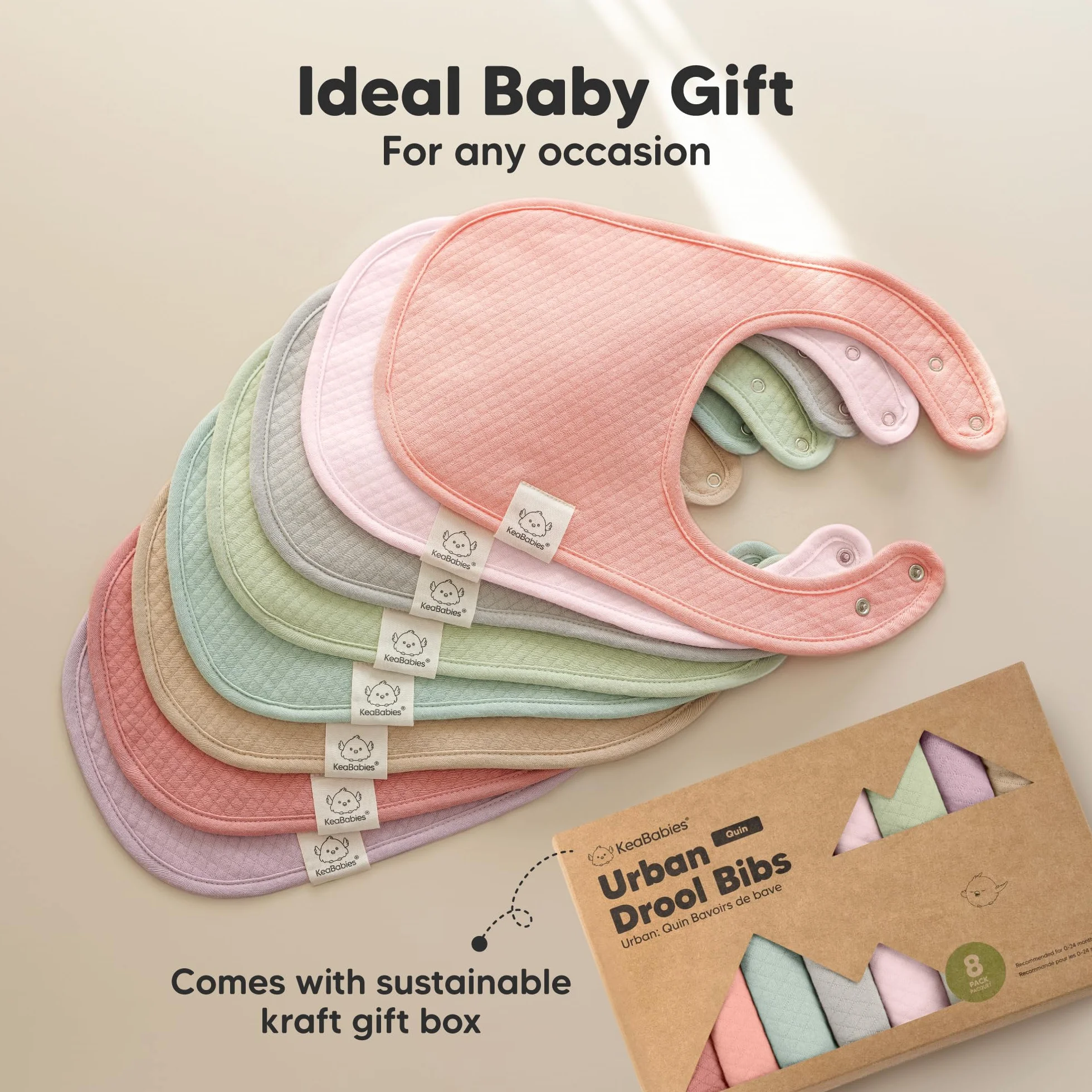 KeaBabies 8-Pack Bavoirs Bébé en Coton Anti-bave Fille et Garçon