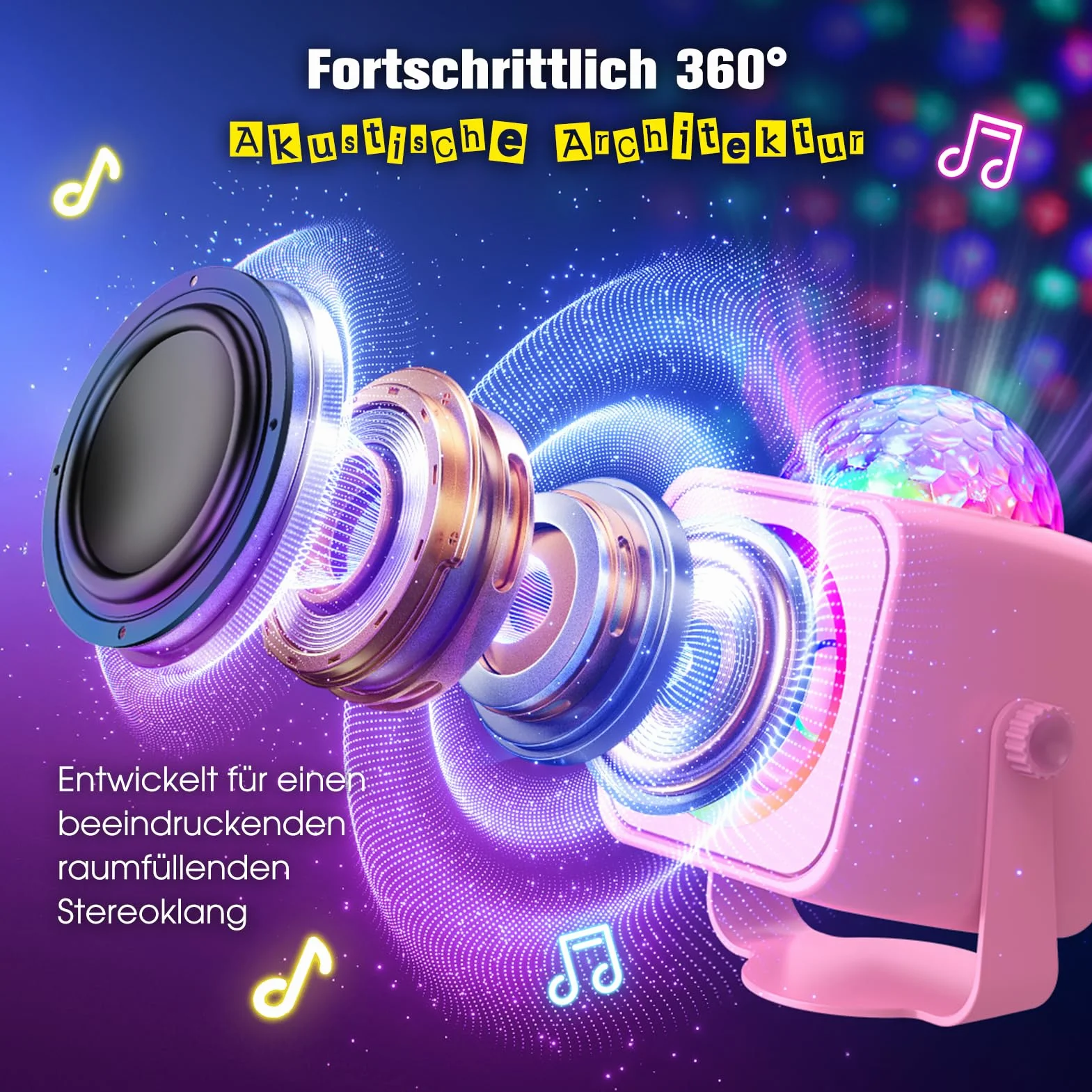 Micro Karaoke Enfant Adulte avec Lumières LED Disco et Support Amovible, Jouet Fille 3-15 Ans