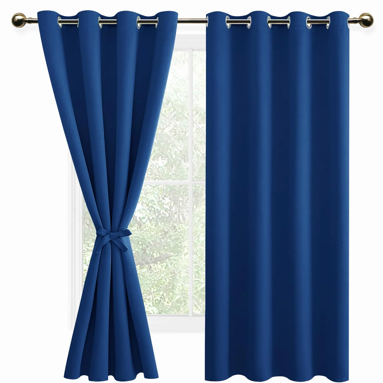 DWCN Lot de 2 Rideaux Opaques Oeillets 132x160 CM Bleu Roi