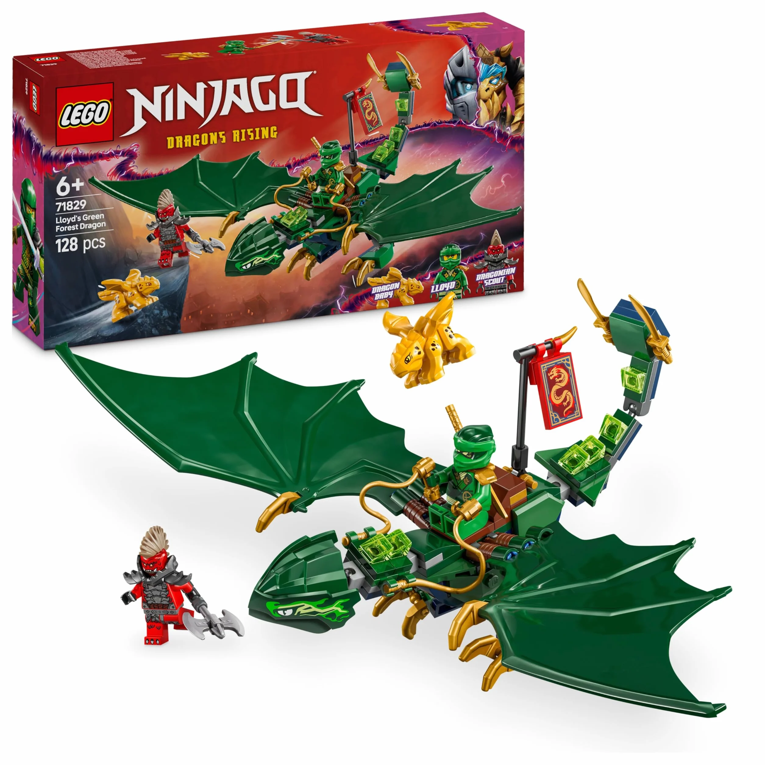 LEGO Ninjago Dragon Vert de la Forêt de Lloyd 71829 Jouet de Construction avec 2 Minifigurines et Dragon Articulé