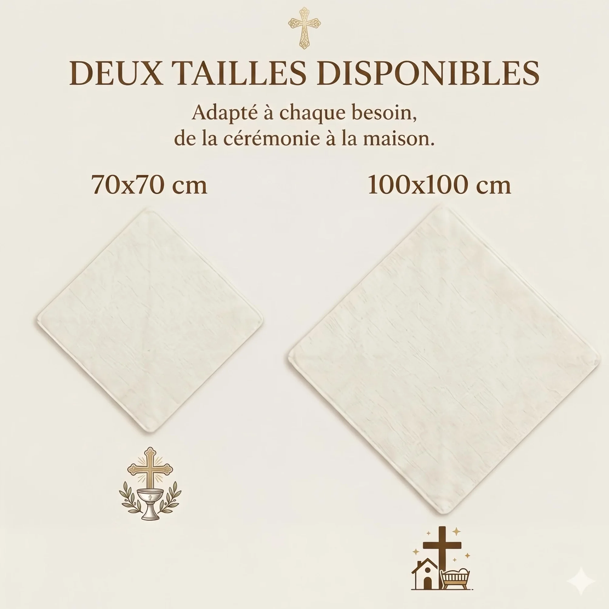 Couverture de Baptême Bébé Personnalisée en Coton Gaze Doux, Broderie Élégante, Style Français – Coffret Cadeau