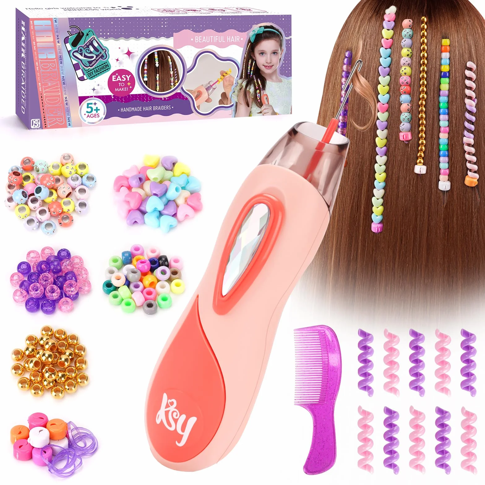 Accessoires Cheveux Jouets pour Filles 7-12 Ans: Machine à Tresser avec Perles pour Cheveux Tressés