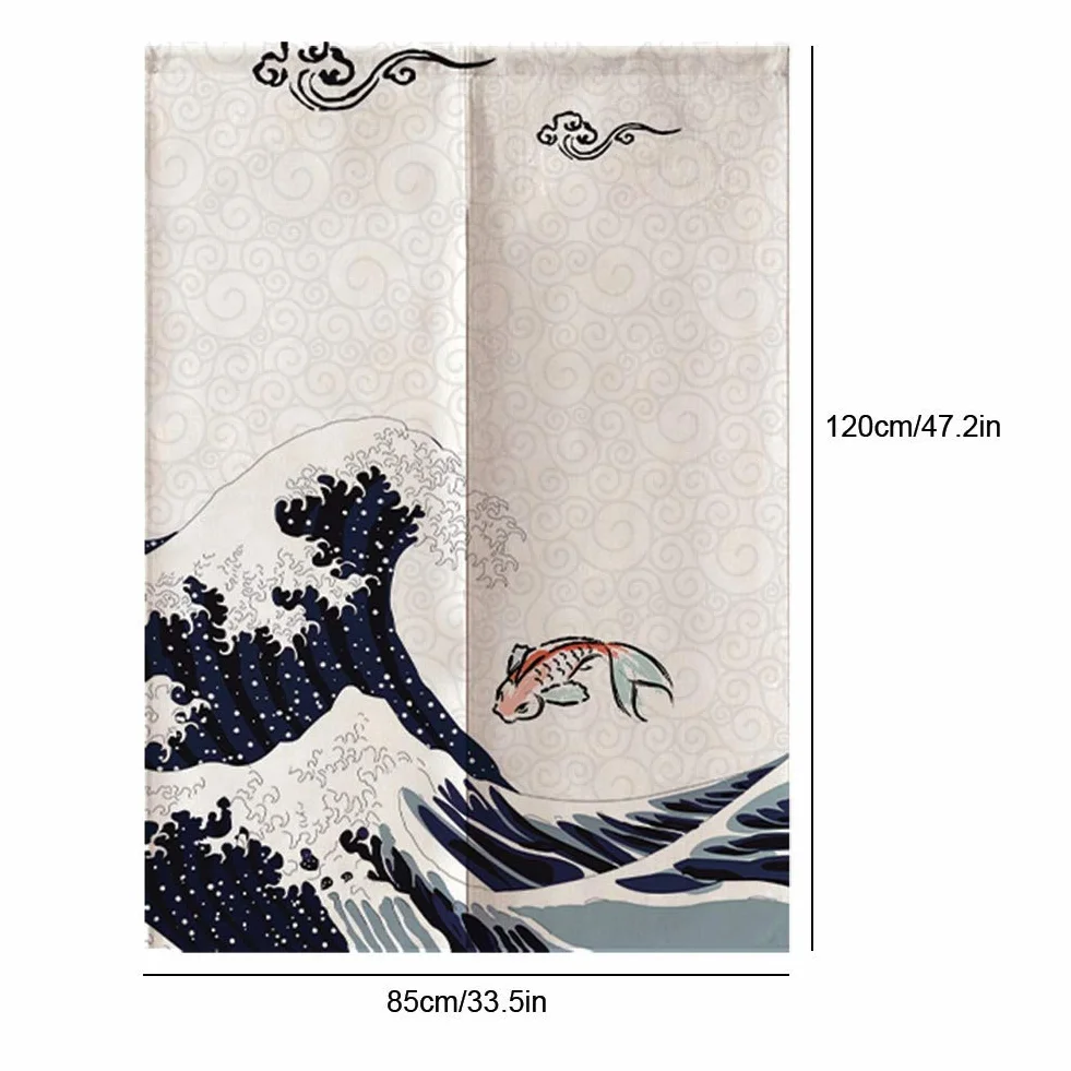 Rideau de Porte Japonais 100% Polyester 90x120cm Séparateur de Pièce Décoration Zen