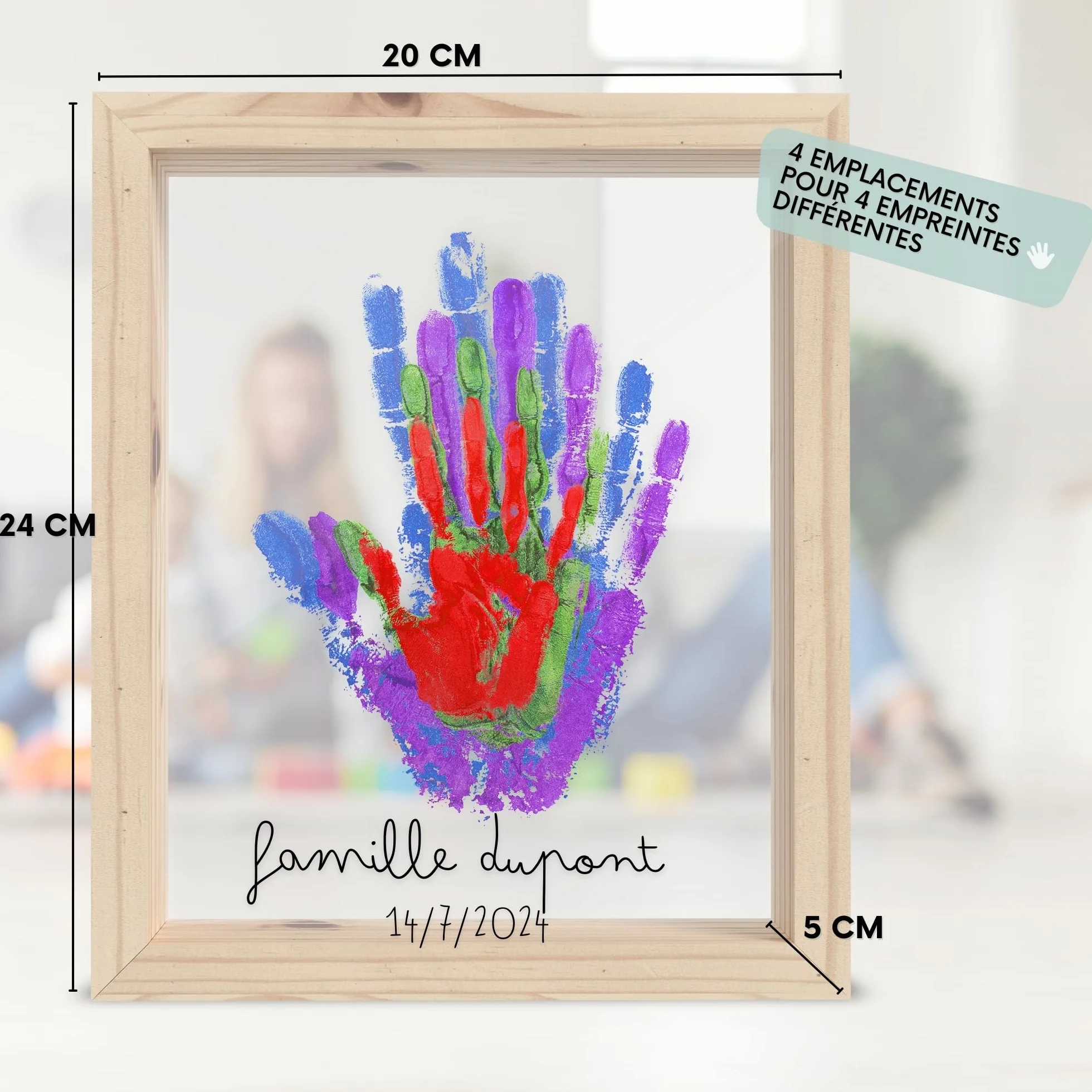 Kit Empreinte Bebe Cadre Empreinte Main Famille et Pied avec Espace 4 Empreintes Cadeau Naissance