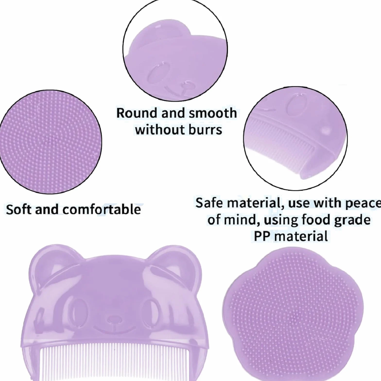 Brosse et Peigne pour Bébé en Silicone 2 Pièces