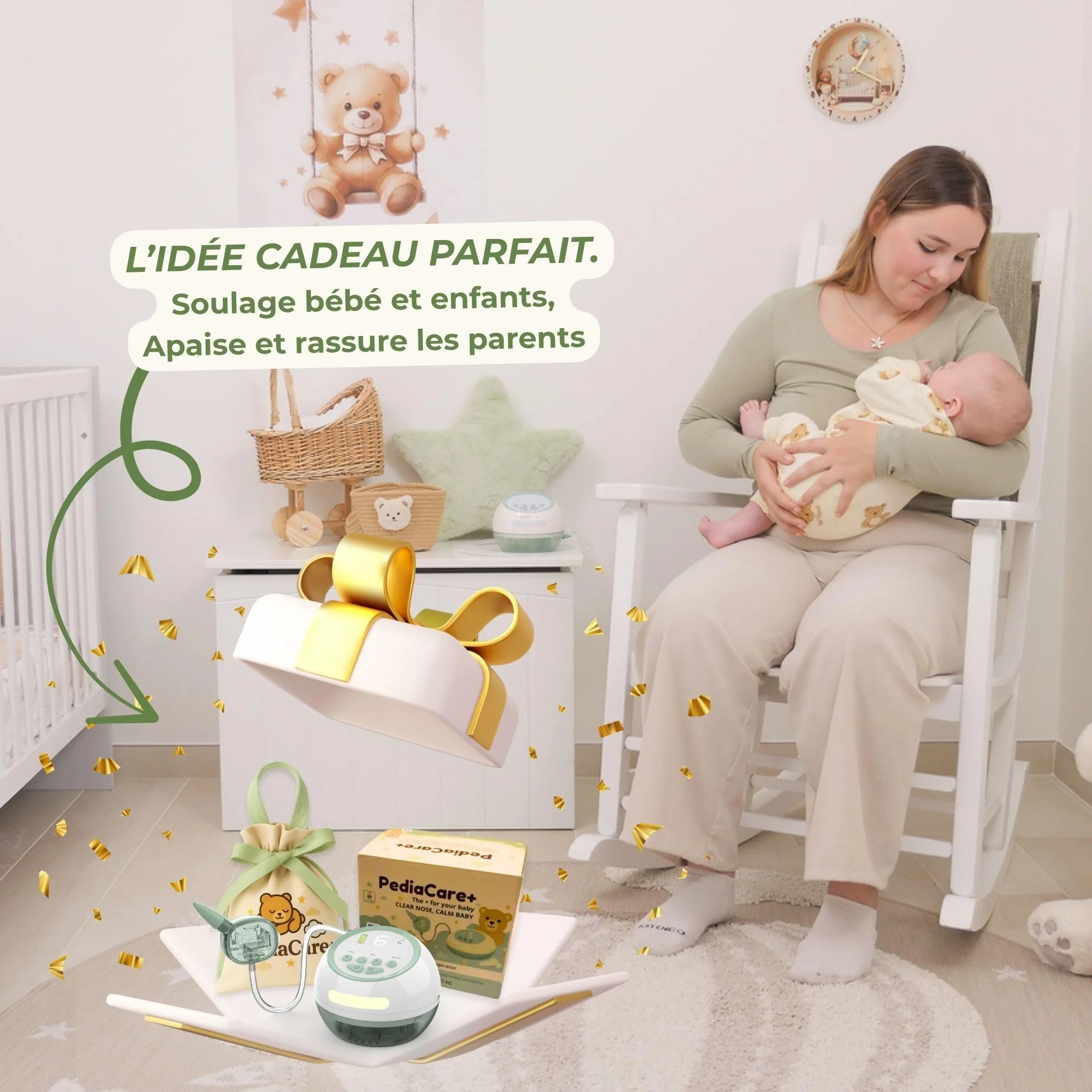 Pediacare+ Mouche Bébé Électrique Aspirateur Nasal Rechargeable USB Silencieux Hygiénique