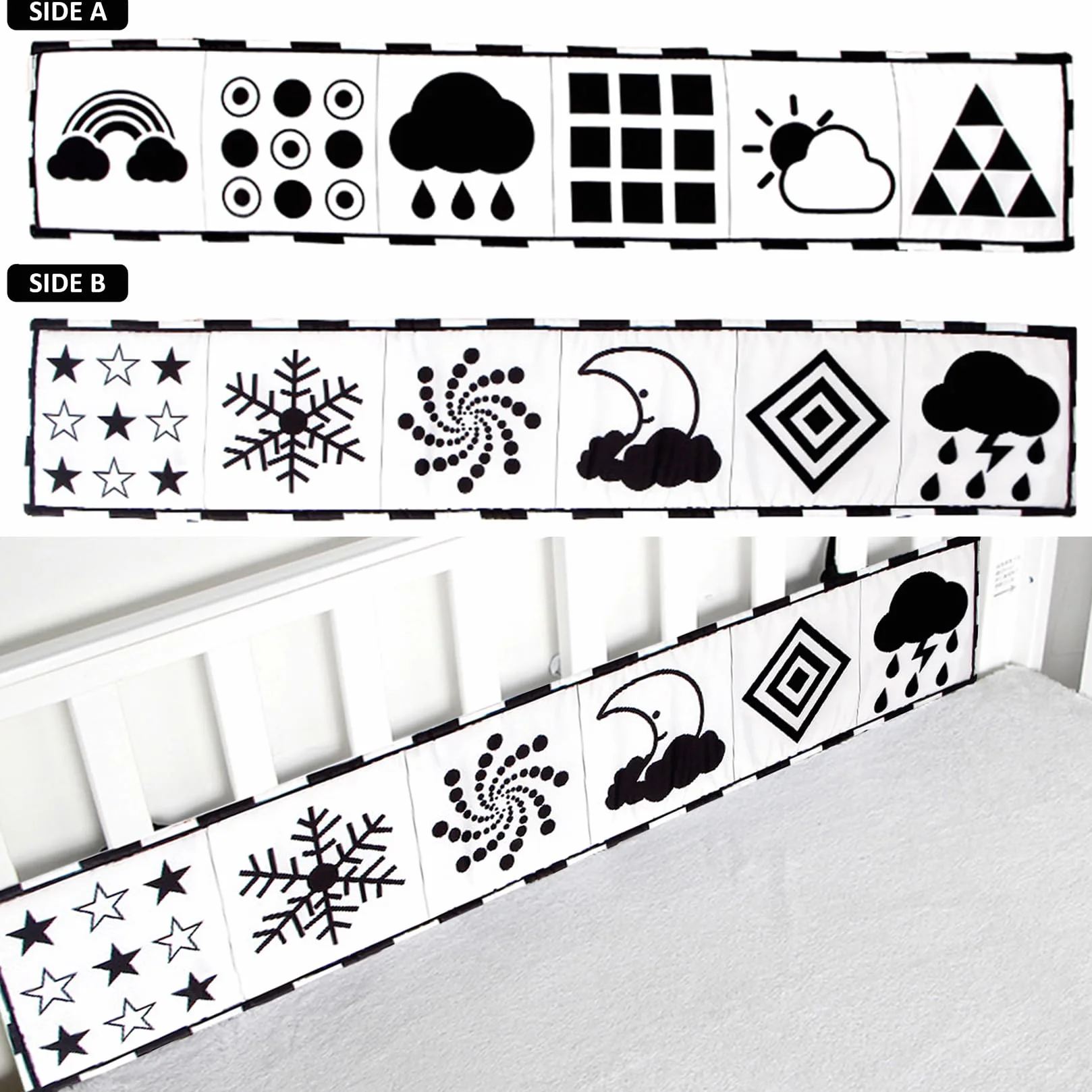 Livre Sensoriel Bébé Noir et Blanc Jeux Eveil Jouets 0-3-6 Mois Nouveau-né