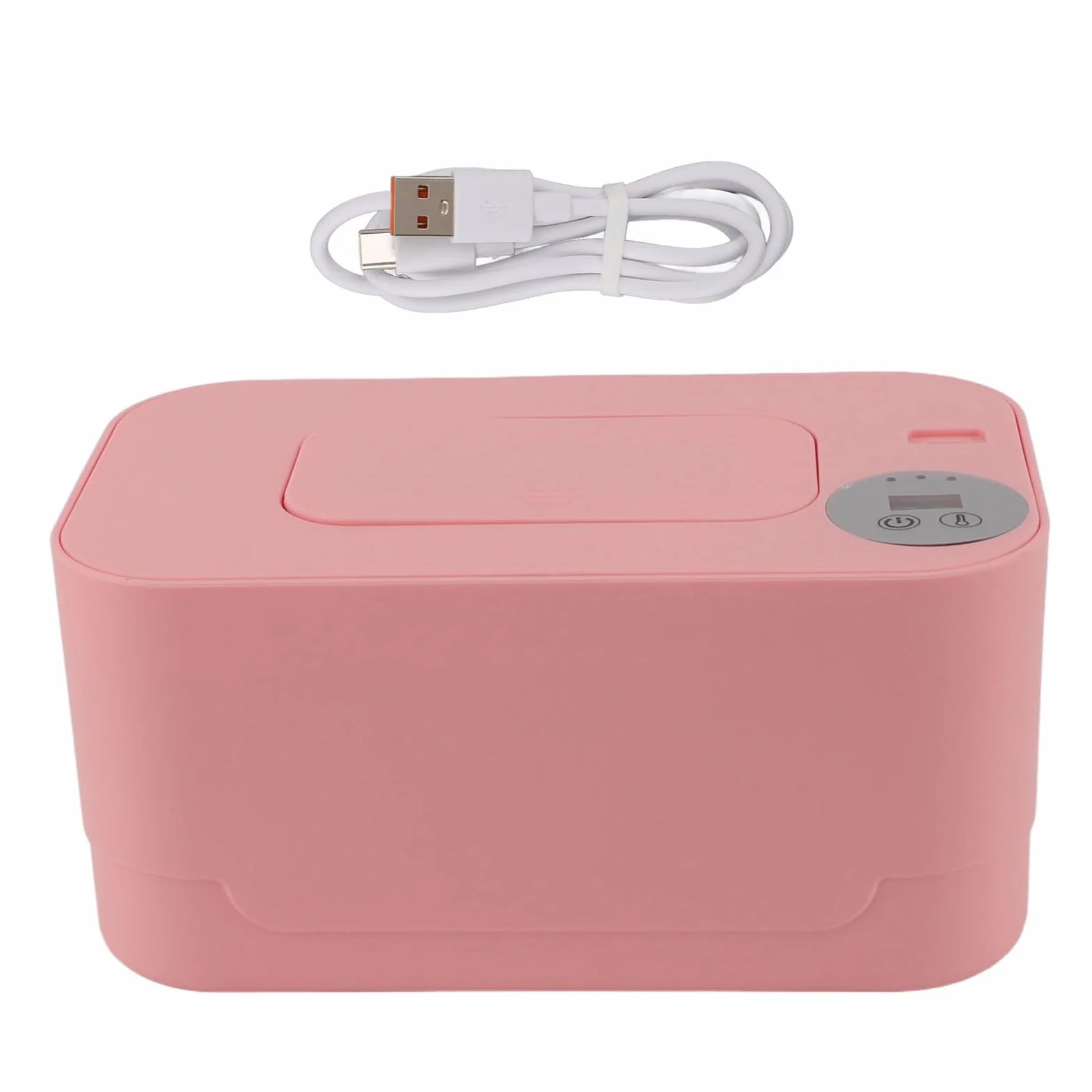 Chauffe-lingettes Portable pour bébé avec Contrôle Intelligent de la Température, Technologie à Faible Température, Distributeur de Porte-lingettes (PINK)