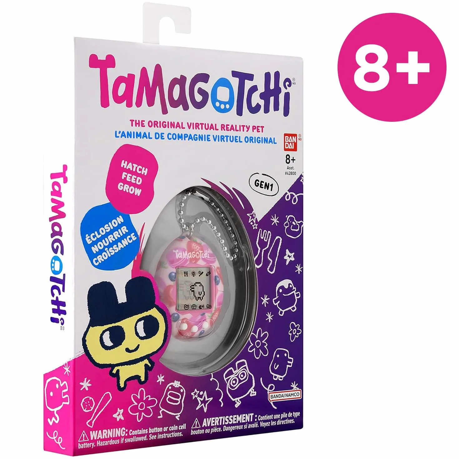 Tamagotchi Original Berry Delicious Animal interactif écran LCD Français 3 Boutons Mini-Jeux Jouet Enfant 8 Ans+