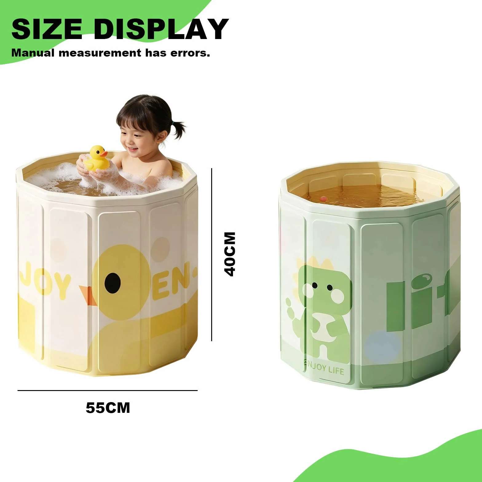 Baignoire Pliable Bébé 0-5 Ans avec Bouchon de Vidange Vert