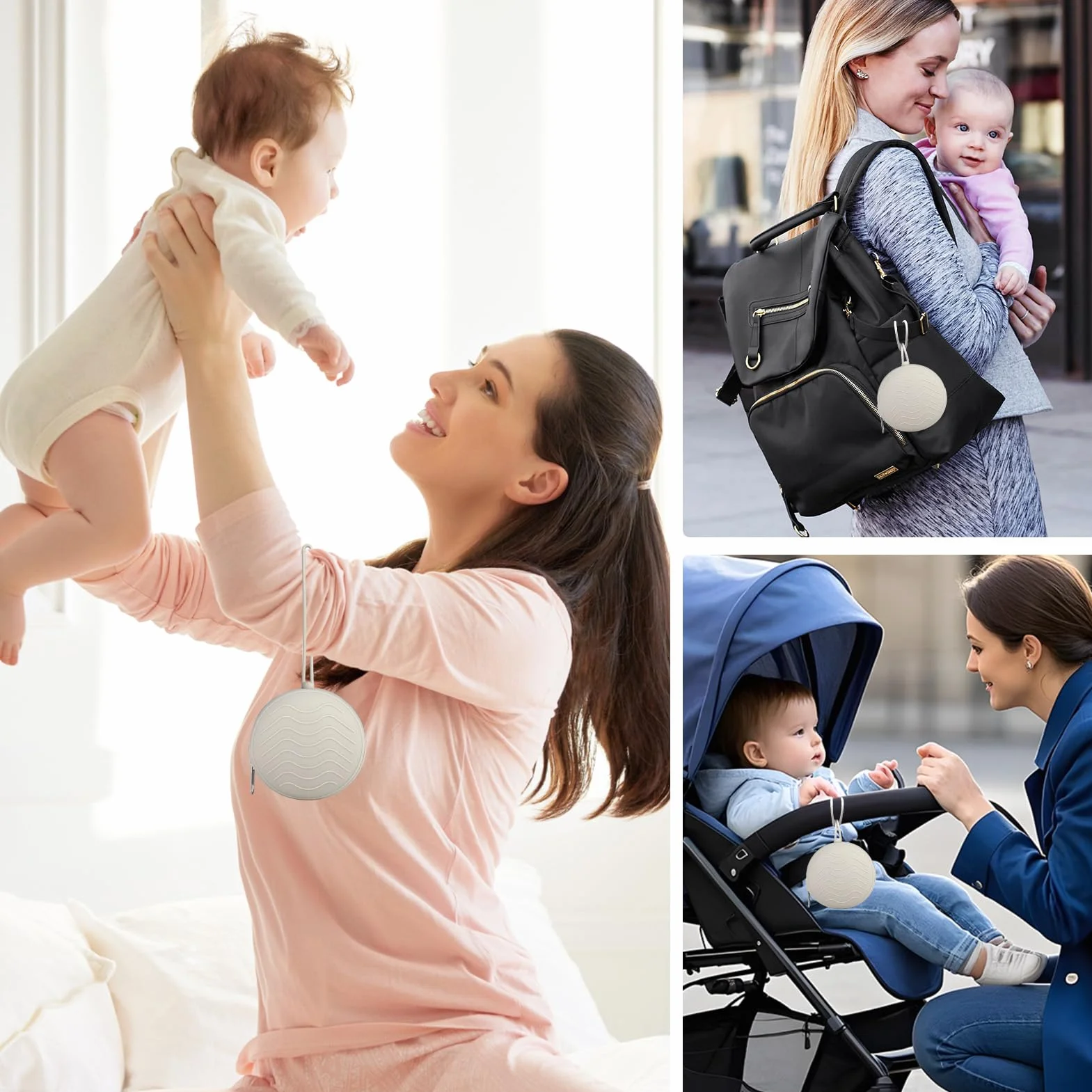 Silicone Boîte à Tétine Sans BPA 2 Pièces, Boîte de Rangement Étanche Portable pour Suceur Bébé Gris Rose